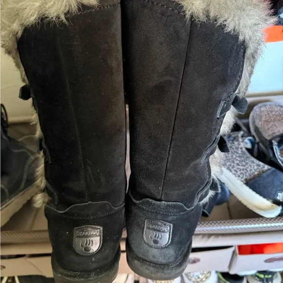 BearPaw Black Boots with Fur Trim - Picture 4 of 8